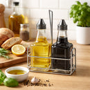 REGENT SQUARE OIL & VINEGAR BOTTLES ON WIRE STAND 3PCS SET, 200ML