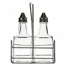 REGENT SQUARE OIL & VINEGAR BOTTLES ON WIRE STAND 3PCS SET, 200ML