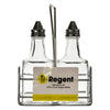 REGENT SQUARE OIL & VINEGAR BOTTLES ON WIRE STAND, 200ML (175X130X65MM)