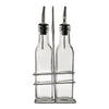 REGENT TALL SQUARE OIL & VINEGAR BOTTLES WITH POURERS ON WIRE STAND 3PCS SET, 250ML