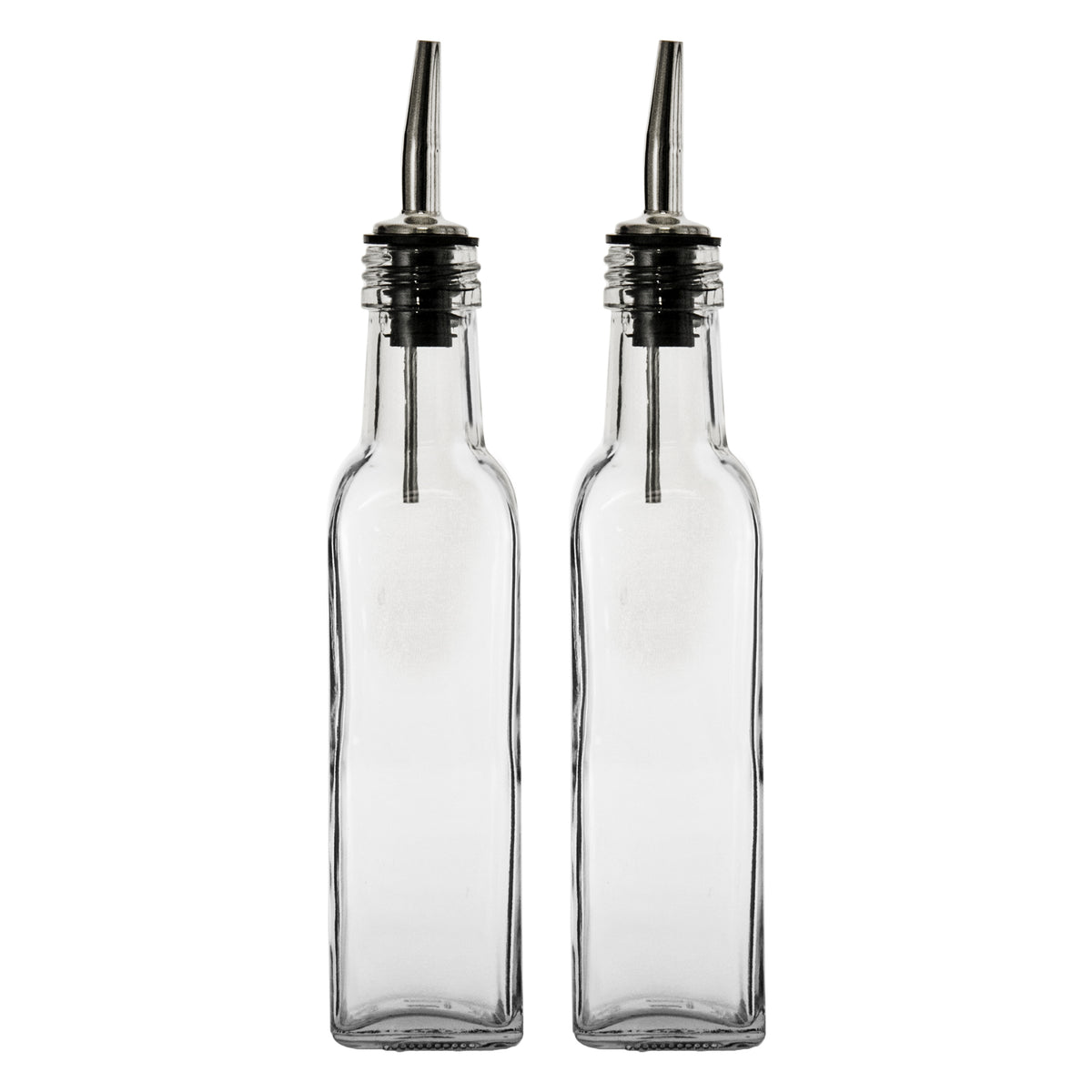 REGENT TALL SQUARE OIL & VINEGAR BOTTLES WITH POURERS ON WIRE STAND 3PCS SET, 250ML