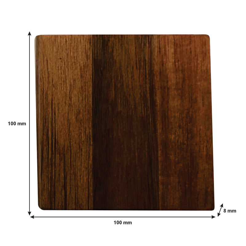 REGENT ACACIA WOOD COASTERS SQUARE 4 PIECE SET, (100X100X8MM)