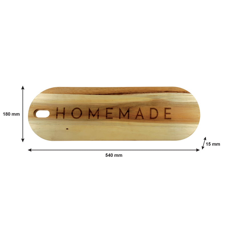 REGENT ACACIA WOOD SERVING BOARD OVAL ENGRAVED HOMEMADE, (540X180X15MM)