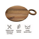 REGENT ACACIA WOOD ROUND SERVING BOARD WITH RING HANDLE, 440X320MM DIA