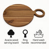 REGENT ACACIA WOOD ROUND SERVING BOARD WITH RING HANDLE, 440X320MM DIA
