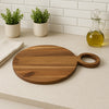 REGENT ACACIA WOOD ROUND SERVING BOARD WITH RING HANDLE, 440X320MM DIA