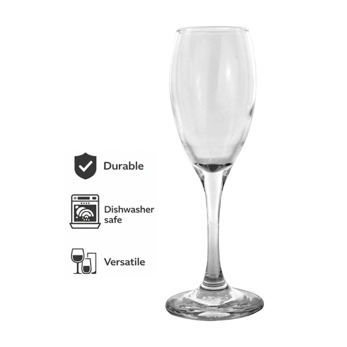 REGENT GREY PLASTIC CRATE WITH CHAMPAGNE FLUTE 24PK, 175ML
