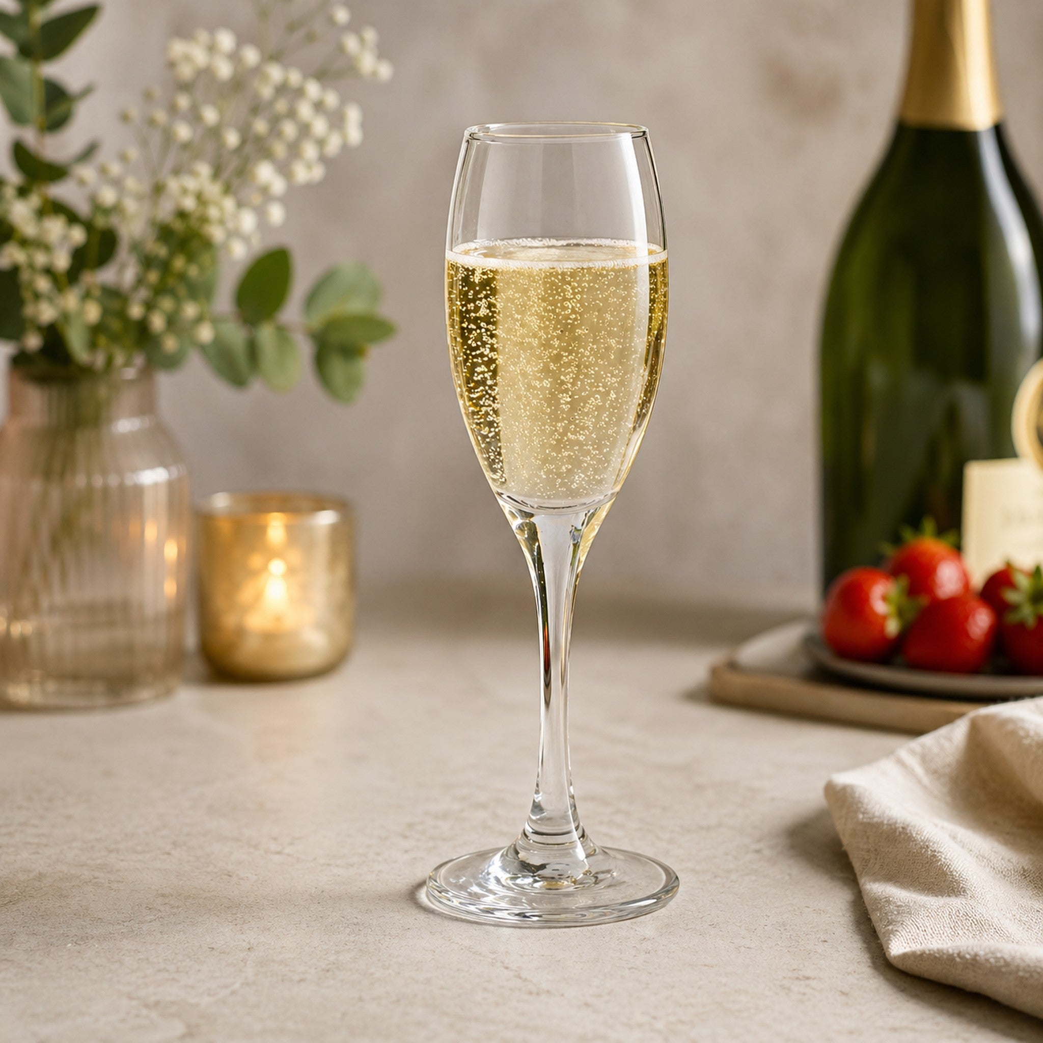 REGENT GREY PLASTIC CRATE WITH CHAMPAGNE FLUTE 24PK, 175ML