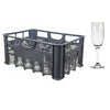 REGENT GREY PLASTIC CRATE WITH CHAMPAGNE FLUTE 24PK, 175ML