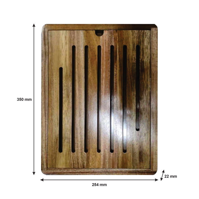 REGENT ACACIA BREAD BOARD WITH REMOVABLE CRUMB CATCHER, (350X254X22MM)