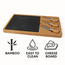 REGENT BAMBOO CHEESE AND SLATE BOARD WITH 3 CHEESE TOOLS 5PK SET, 360X240MM