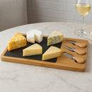REGENT BAMBOO CHEESE AND SLATE BOARD WITH 3 CHEESE TOOLS 5PK SET, 360X240MM