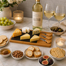 REGENT BAMBOO CHEESE AND SLATE BOARD WITH 3 CHEESE TOOLS 5PC SET, 360X240MM