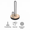 REGENT KITCHEN ROLLER TOWEL HOLDER BLACK WIRE & WOOD