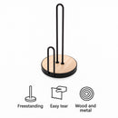 REGENT KITCHEN ROLLER TOWEL HOLDER BLACK WIRE & WOOD