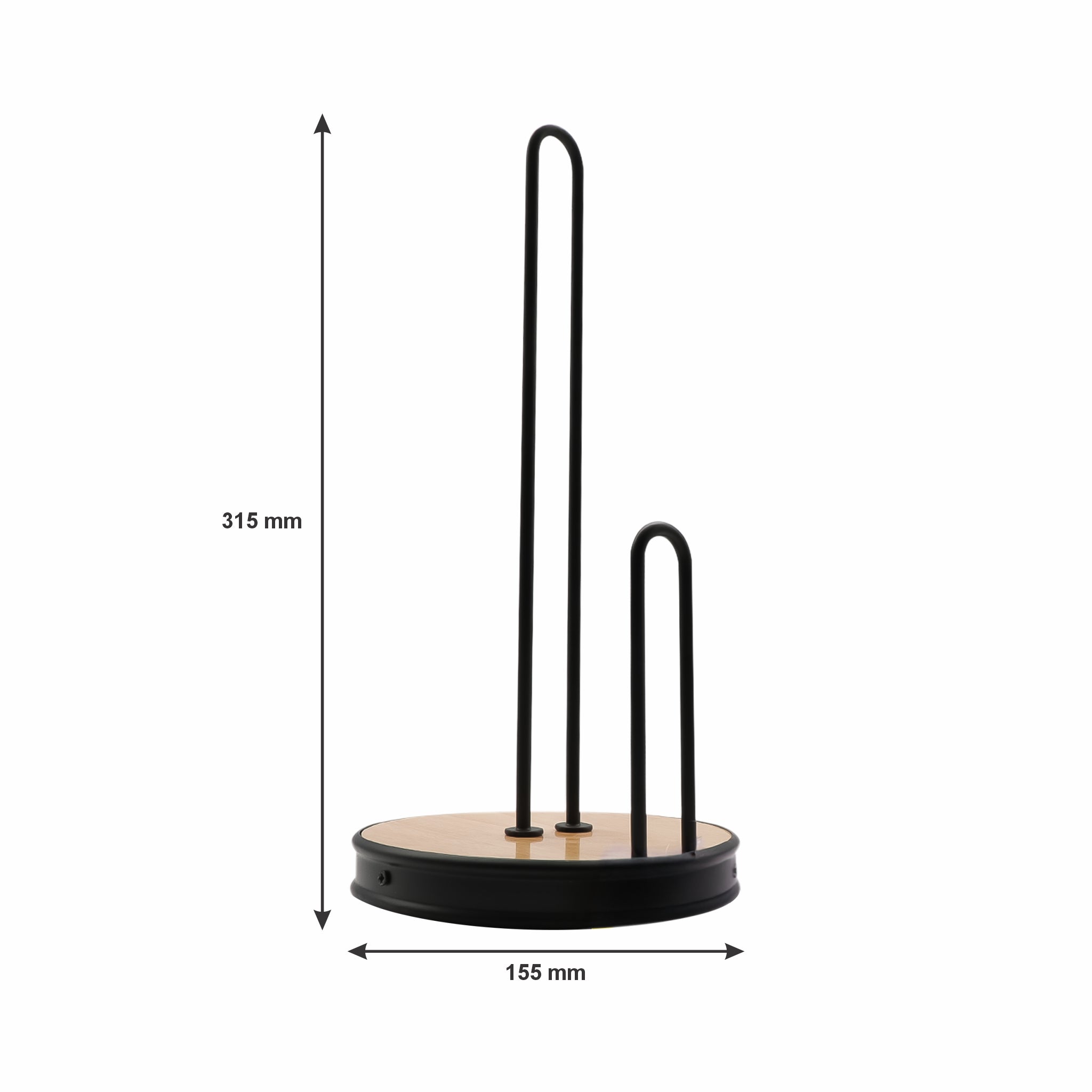 REGENT KITCHEN ROLLER TOWEL HOLDER BLACK WIRE & WOOD