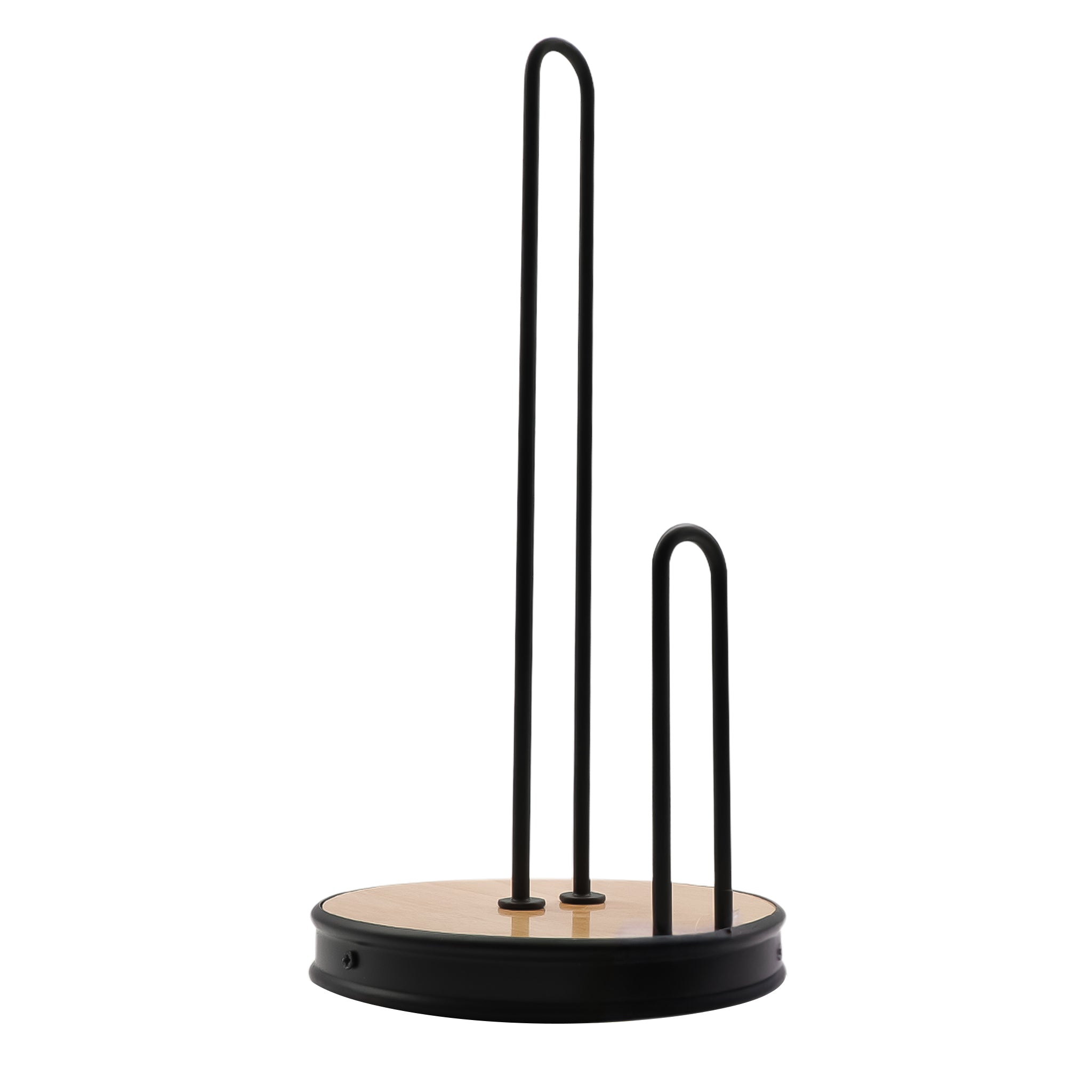 REGENT KITCHEN ROLLER TOWEL HOLDER BLACK WIRE & WOOD