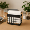 REGENT KITCHEN NAPKIN HOLDER BLACK WIRE & WOOD, 140X55MM