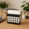 REGENT KITCHEN NAPKIN HOLDER BLACK WIRE & WOOD, 140X55MM
