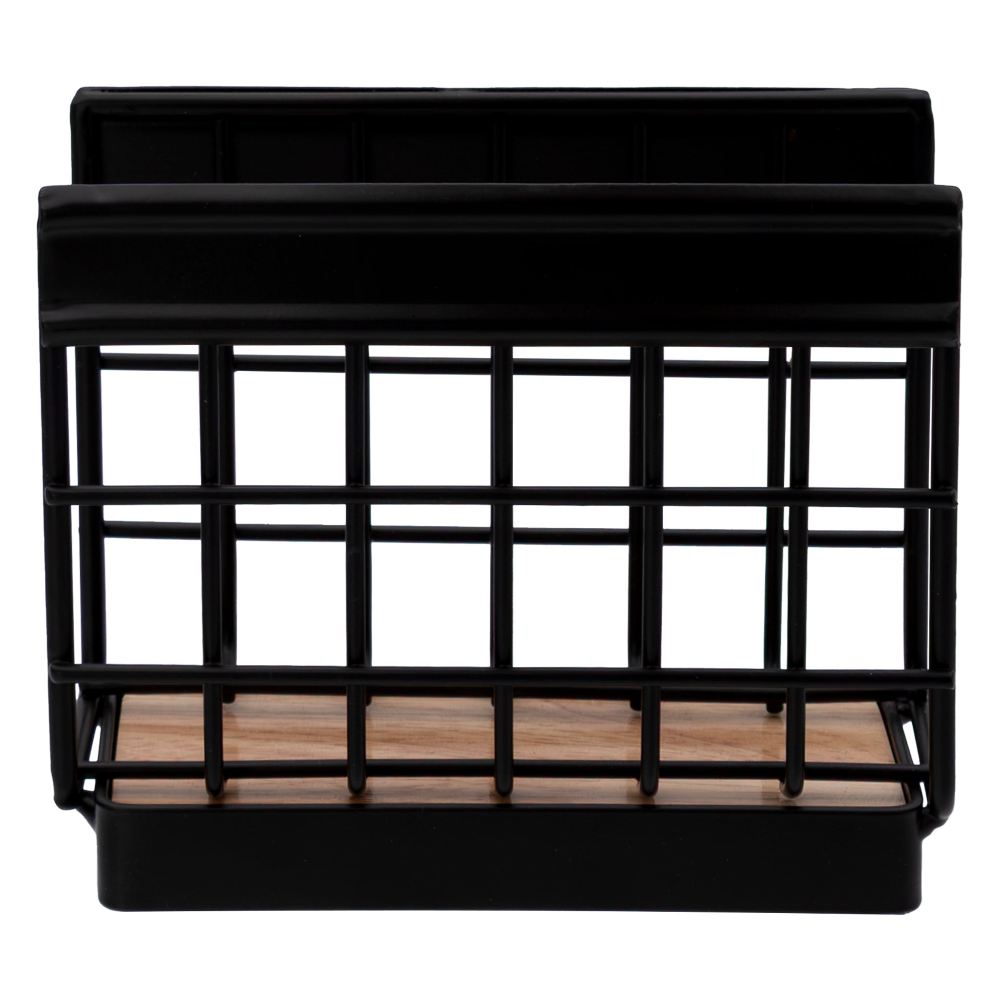 REGENT KITCHEN NAPKIN HOLDER BLACK WIRE & WOOD, 140X55MM