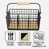 REGENT KITCHEN CUTLERY CADDY BLACK WIRE & WOOD, 230X160MM