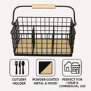 REGENT KITCHEN CUTLERY CADDY BLACK WIRE & WOOD