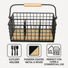 REGENT KITCHEN CUTLERY CADDY BLACK WIRE & WOOD
