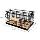 REGENT KITCHEN CUTLERY CADDY BLACK WIRE & WOOD, 230X160MM