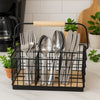 REGENT KITCHEN CUTLERY CADDY BLACK WIRE & WOOD, 230X160MM