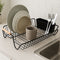 REGENT KITCHEN WIRE DISH RACK POWDER COATED BLACK WITH WOODEN HANDLES