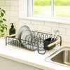 REGENT KITCHEN WIRE DISH RACK POWDER COATED BLACK WITH WOODEN HANDLES, 512X335MM