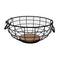 REGENT KITCHEN FRUIT BASKET WITH HANDLES BLACK WIRE AND WOOD, (120X280MM DIA)