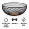 REGENT KITCHEN SWIRL BASKET WIRE AND WOOD POWDER COATED BLACK, (250MM DIA)
