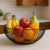 REGENT KITCHEN SWIRL BASKET WIRE AND WOOD POWDER COATED BLACK, (250MM DIA)