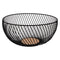 REGENT KITCHEN SWIRL BASKET WIRE AND WOOD POWDER COATED BLACK , (250MM DIAX125MM)
