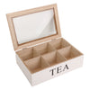 REGENT KITCHEN TEA BOX WITH 6 PARTITIONS WOOD AND GLASS, 240X160MM