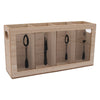 REGENT KITCHEN CUTLERY HOLDER 4 DIVISION WOOD AND GLASS WITH MOTIFS, 295X80MM
