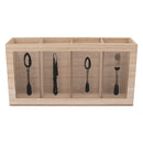 REGENT KITCHEN CUTLERY HOLDER 4 DIVISION WOOD AND GLASS WITH MOTIFS, (295X80X150MM)