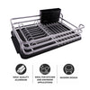 DISH RACK SILVER ALUMINIUM WITH BLACK PLASTIC UTENSIL HOLDER & TRAY, 428X318MM