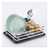 DISH RACK SILVER ALUMINIUM WITH BLACK PLASTIC UTENSIL HOLDER & TRAY, 428X318MM