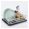 DISH RACK SILVER ALUMINIUM WITH BLACK PLASTIC UTENSIL HOLDER & TRAY, (440X315X115MM)