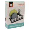 DISH RACK SILVER ALUMINIUM WITH BLACK PLASTIC UTENSIL HOLDER & TRAY, 428X318MM