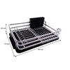 DISH RACK SILVER ALUMINIUM WITH BLACK PLASTIC UTENSIL HOLDER & TRAY, 428X318MM