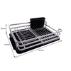 DISH RACK SILVER ALUMINIUM WITH BLACK PLASTIC UTENSIL HOLDER & TRAY, (440X315X115MM)