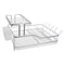 DOUBLE DISH RACK SILVER ALUMINIUM WITH OPAQUE PLASTIC UTENSIL HOLDER AND TRAY,