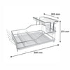 DOUBLE DISH RACK SILVER ALUMINIUM WITH OPAQUE PLASTIC UTENSIL HOLDER AND TRAY,