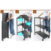 STORAGE RACK FOLDABLE 4 SHELF BLACK, 715X365X1275MM
