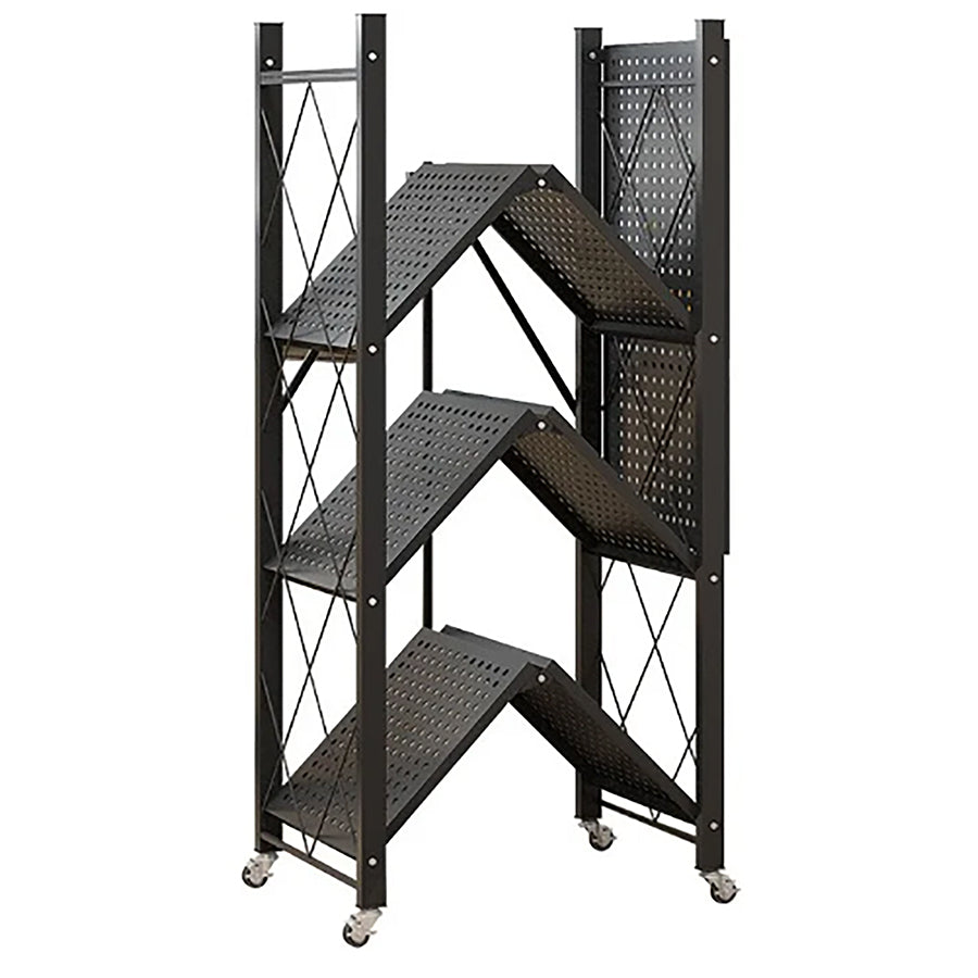 STORAGE RACK FOLDABLE 4 SHELF BLACK, 715X365X1275MM