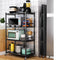 FOLDABLE STORAGE RACK 4 SHELF BLACK, (715X365X1275MM)