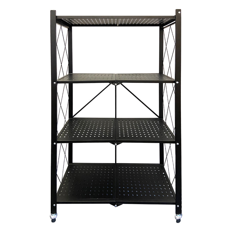 STORAGE RACK FOLDABLE 4 SHELF BLACK, 715X365X1275MM